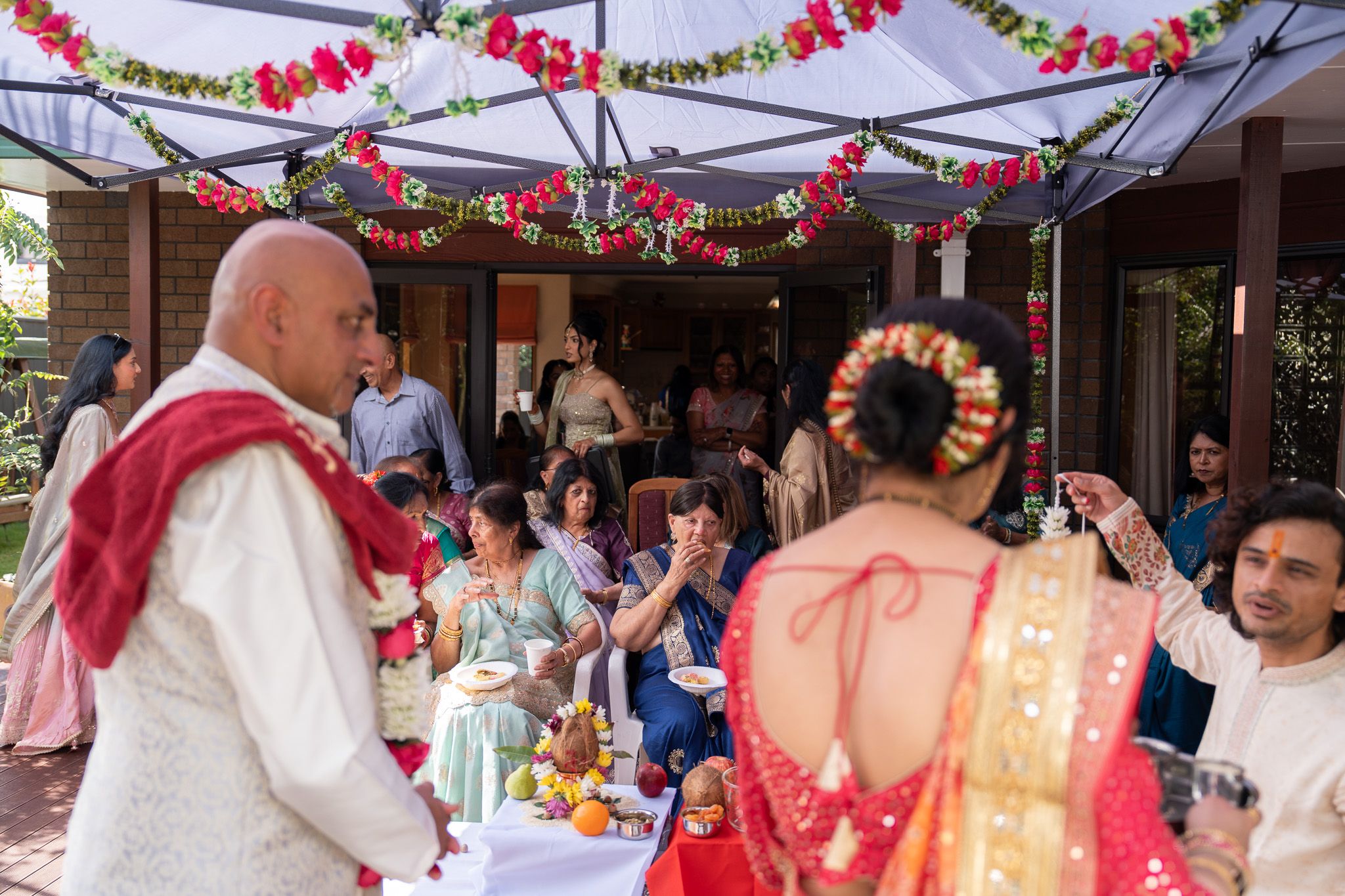 Guests gathered under decorated marquees for Milan’s Shantak ceremony in Palmerston North